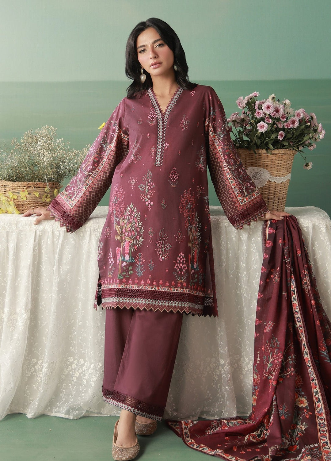 Sahar Women Unstitched Printed Cambric 3 Piece Suit Merlotia Casual Collection