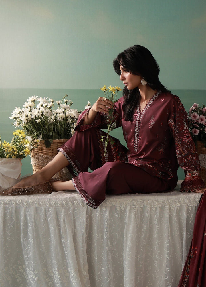 Sahar Women Unstitched Printed Cambric 3 Piece Suit Merlotia Casual Collection