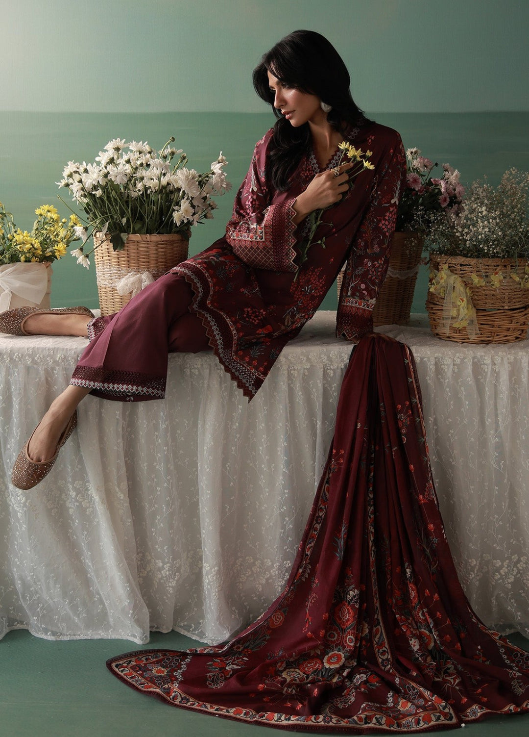 Sahar Women Unstitched Printed Cambric 3 Piece Suit Merlotia Casual Collection