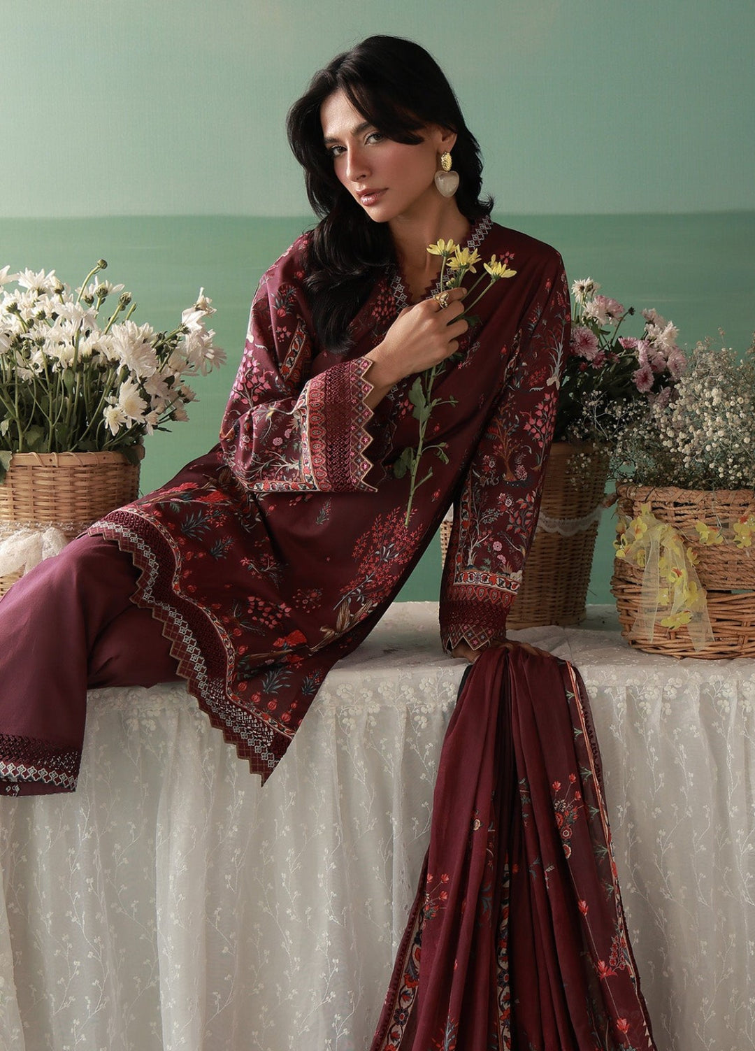 Sahar Women Unstitched Printed Cambric 3 Piece Suit Merlotia Casual Collection