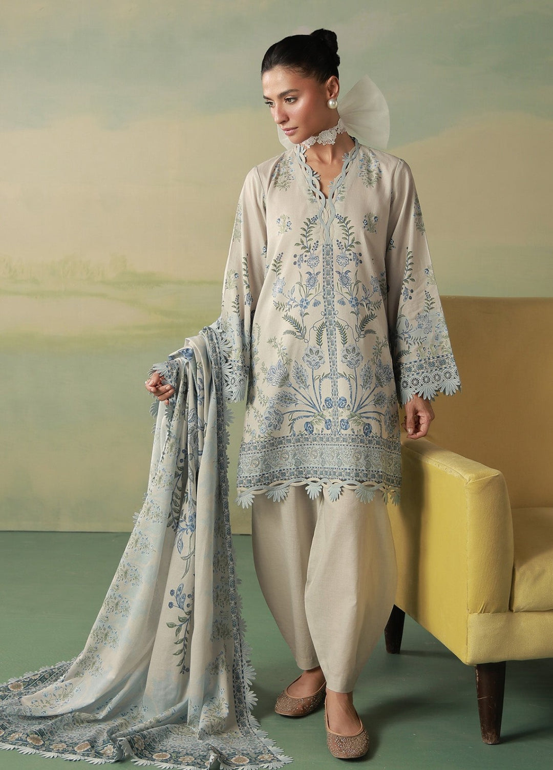Sahar Women Unstitched Printed Cambric 3 Piece Suit Fleurielle Casual Collection