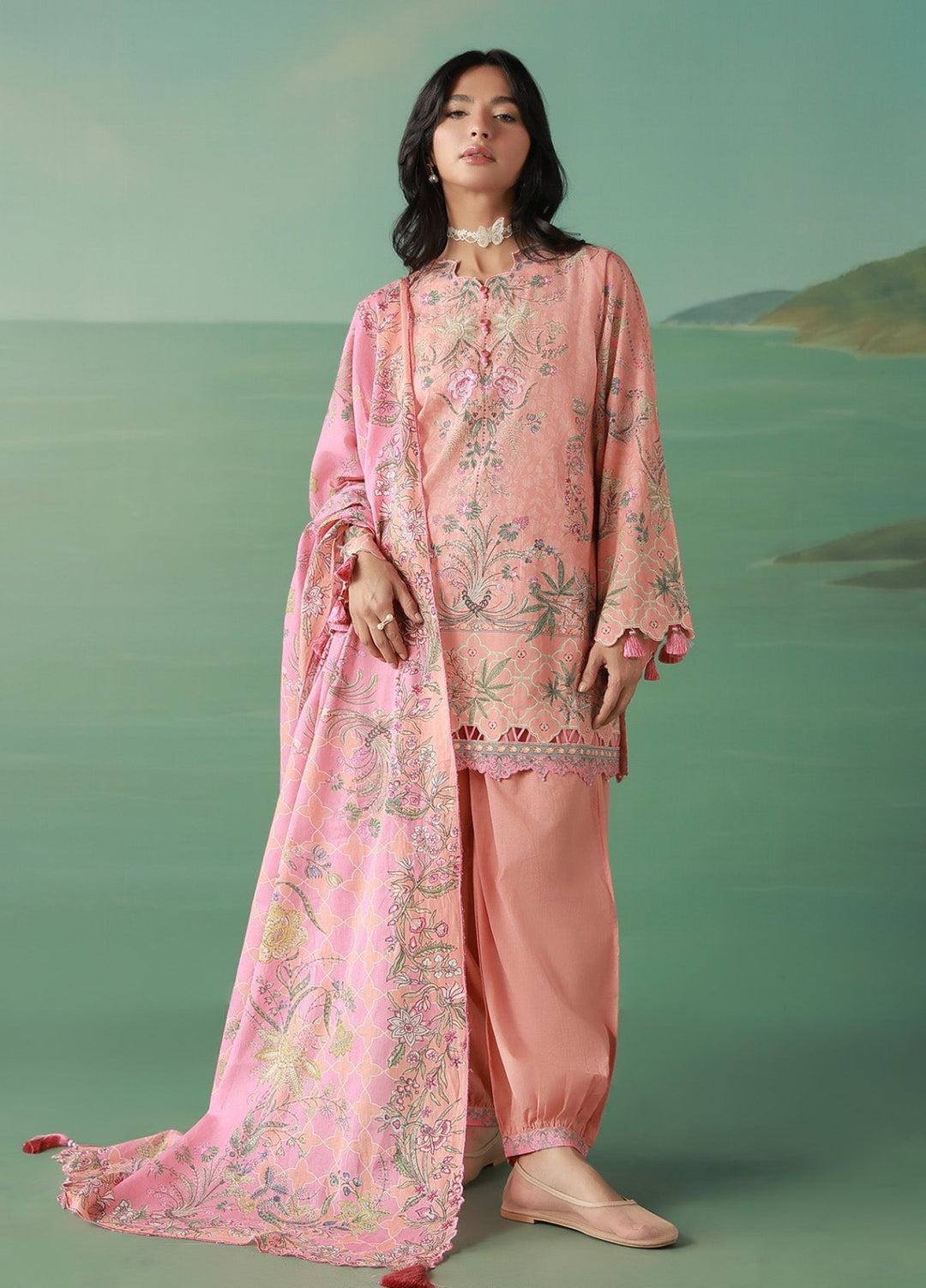 Sahar Women Unstitched Printed Cambric 3 Piece Suit Peachvine Casual Collection
