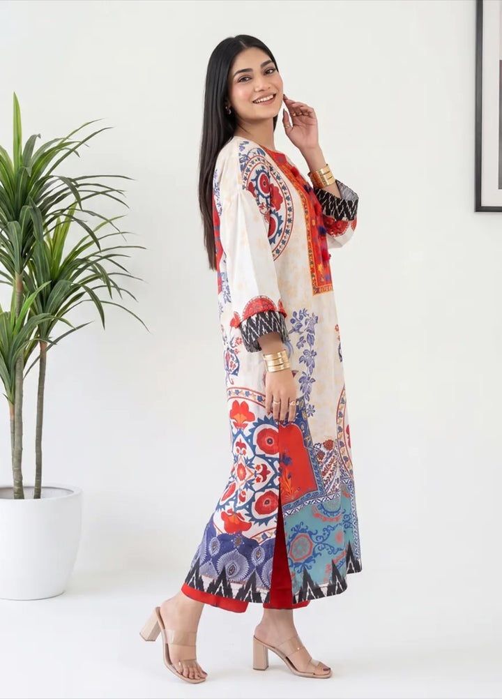 Salitex Women RTW Printed Raw Silk 1 Piece Suit S26KFT1PEVCL953 Casual Collection