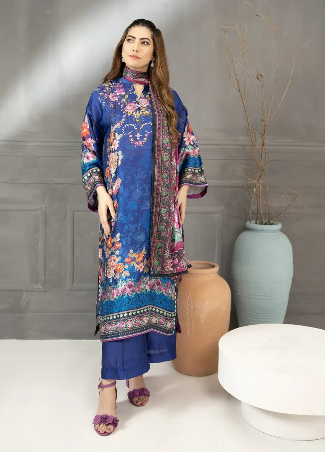 Salitex Women RTW Printed Silk 3 Piece Suit SPL3PEF535 Casual Collection