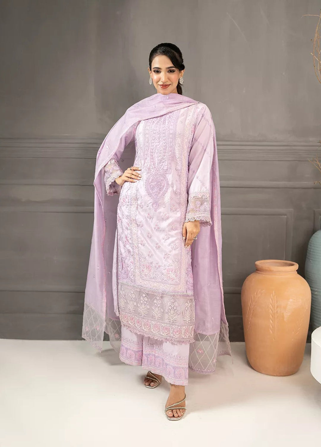 Salitex Women RTW Embroidered Jacquard 3 Piece Suit SPL3PELP054 Casual Collection
