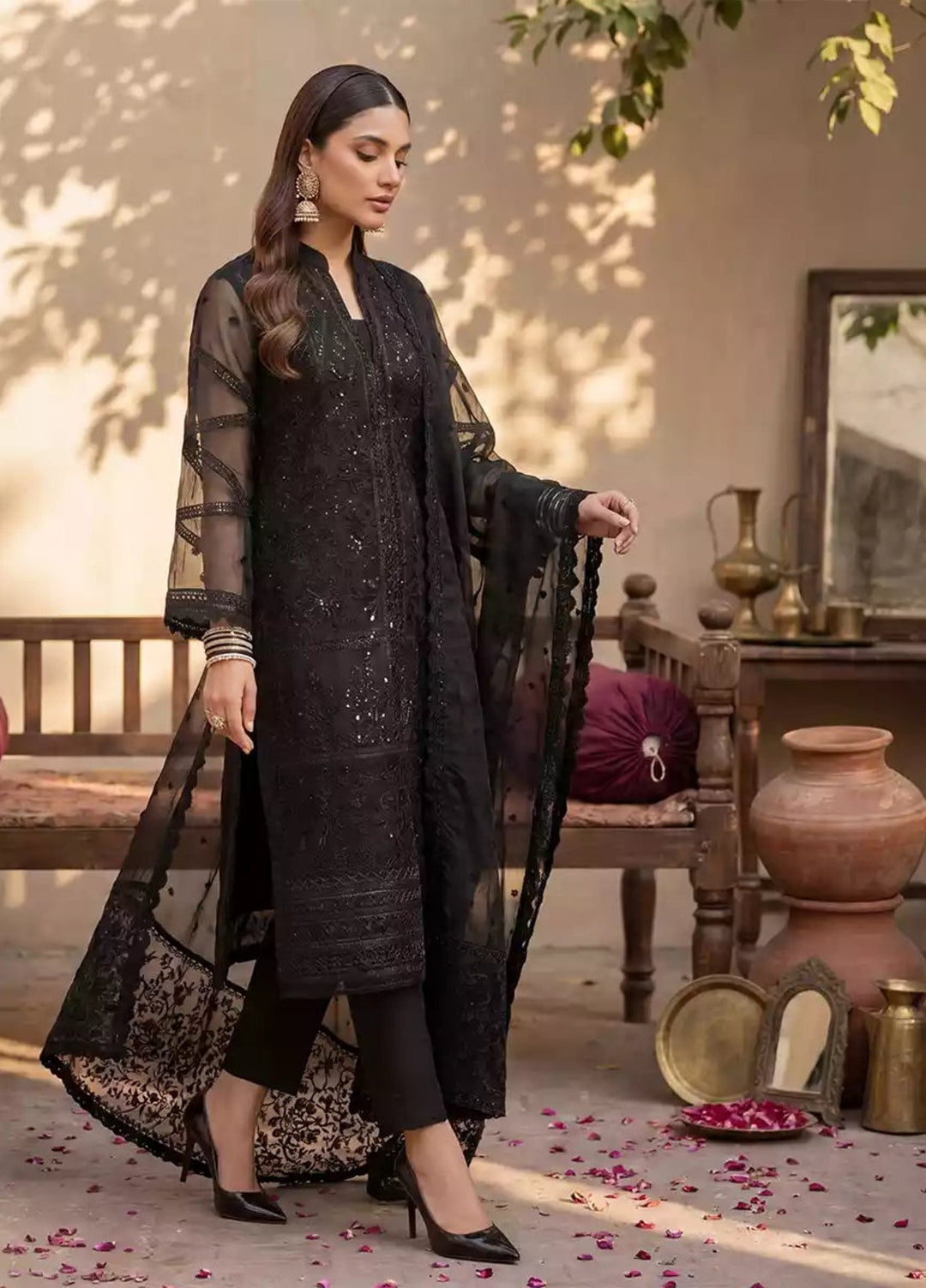 Salitex Women RTW Embroidered Organza 3 Piece Suit SPL3PELP106 Casual Collection