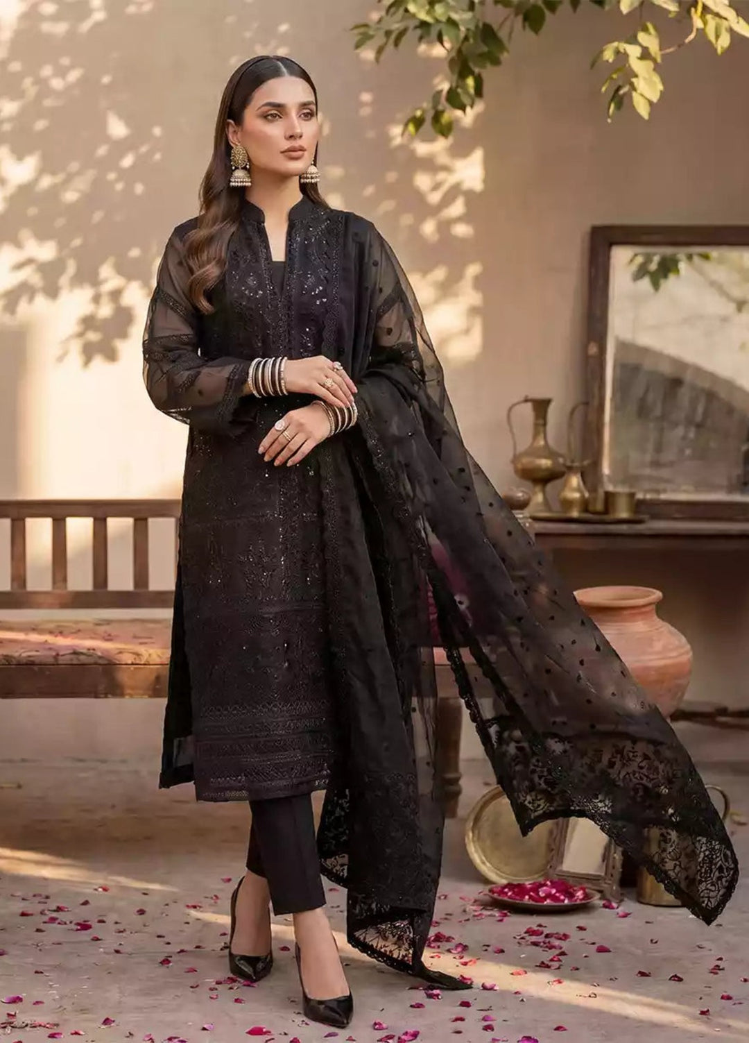 Salitex Women RTW Embroidered Organza 3 Piece Suit SPL3PELP106 Casual Collection