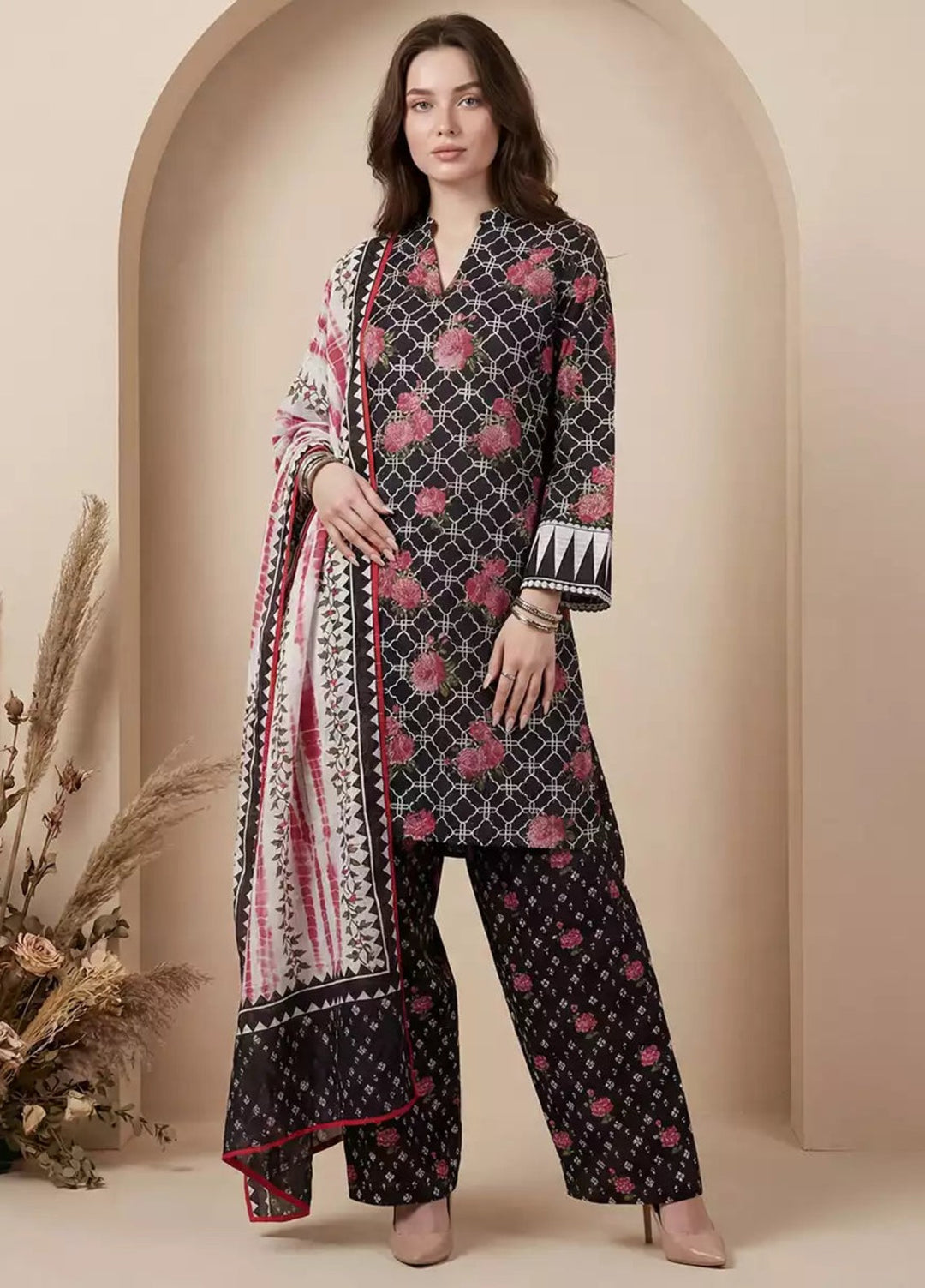 Salitex Women RTW Printed Cotton 3 Piece Suit WP7L3PEC334 Casual Collection