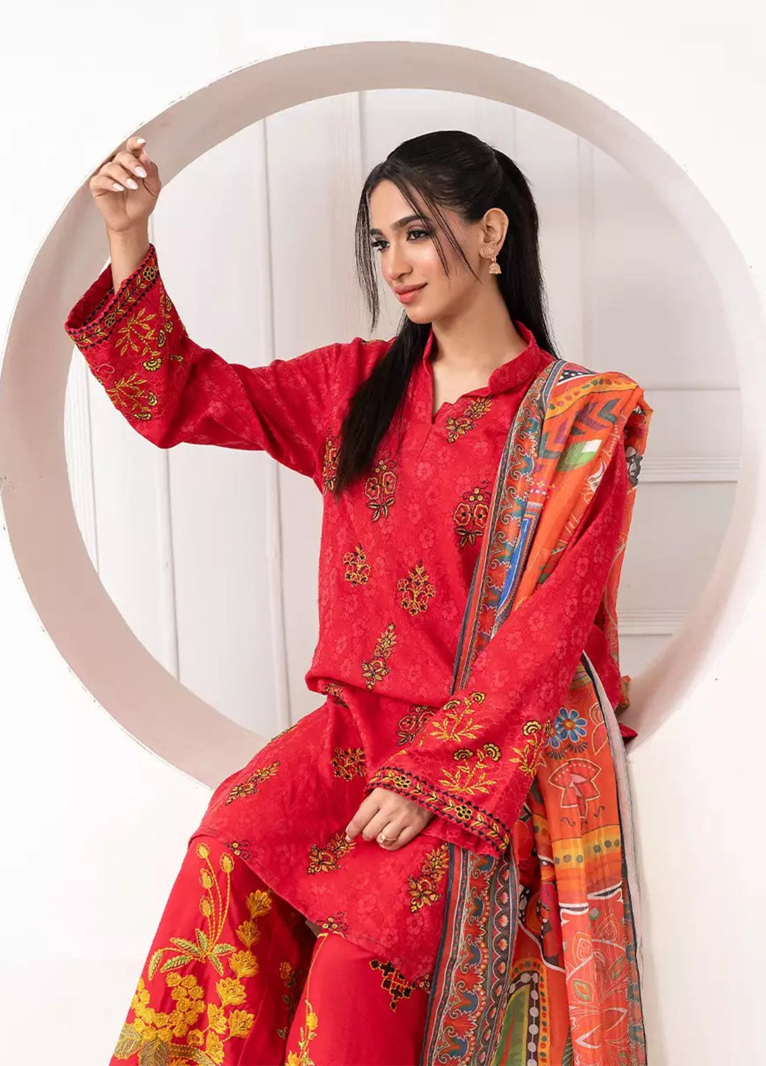 Salitex Women RTW Embroidered Jacquard 3 Piece Suit WP7L3PEC383 Casual Collection