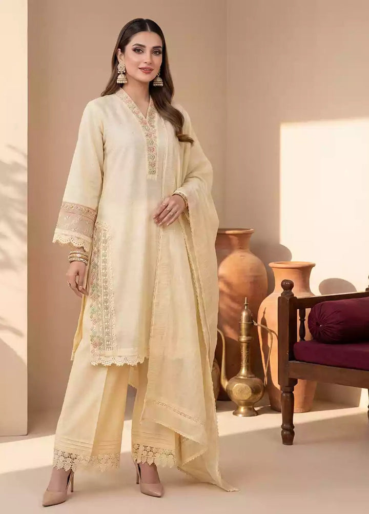 Salitex Women RTW Embroidered Slub 3 Piece Suit EUAL3PELP179 Casual Collection