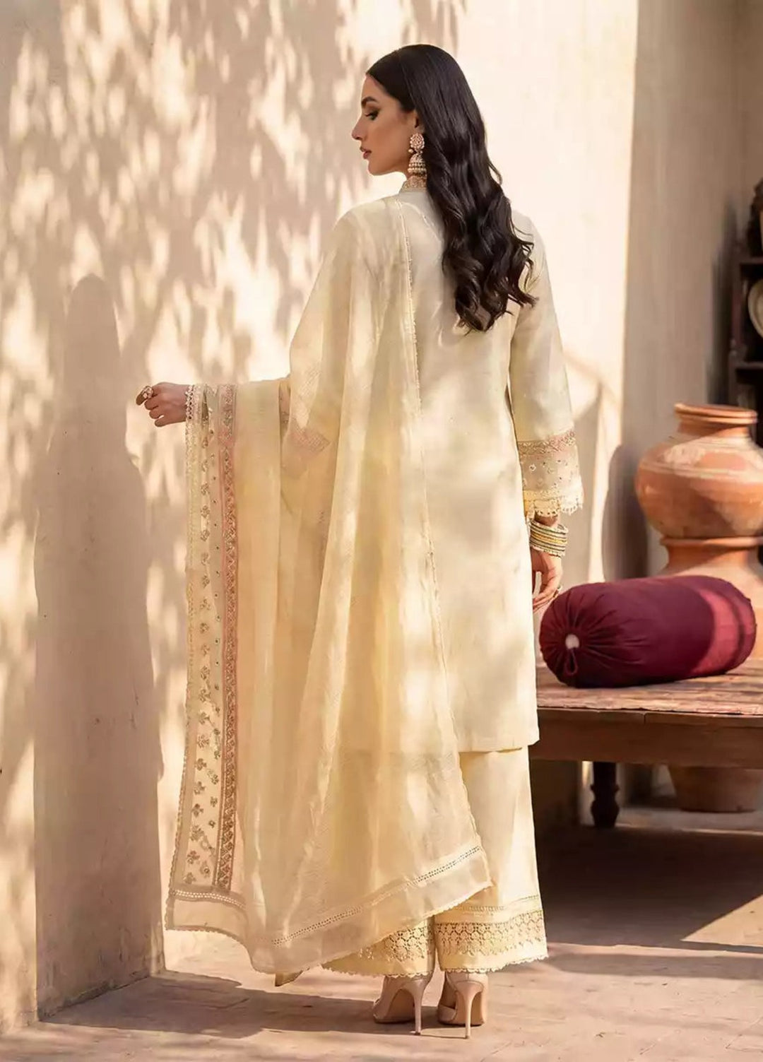 Salitex Women RTW Embroidered Slub 3 Piece Suit EUAL3PELP179 Casual Collection