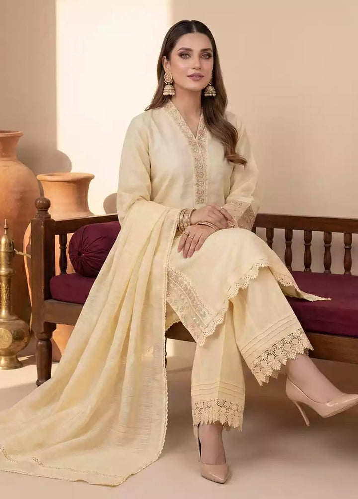 Salitex Women RTW Embroidered Slub 3 Piece Suit EUAL3PELP179 Casual Collection