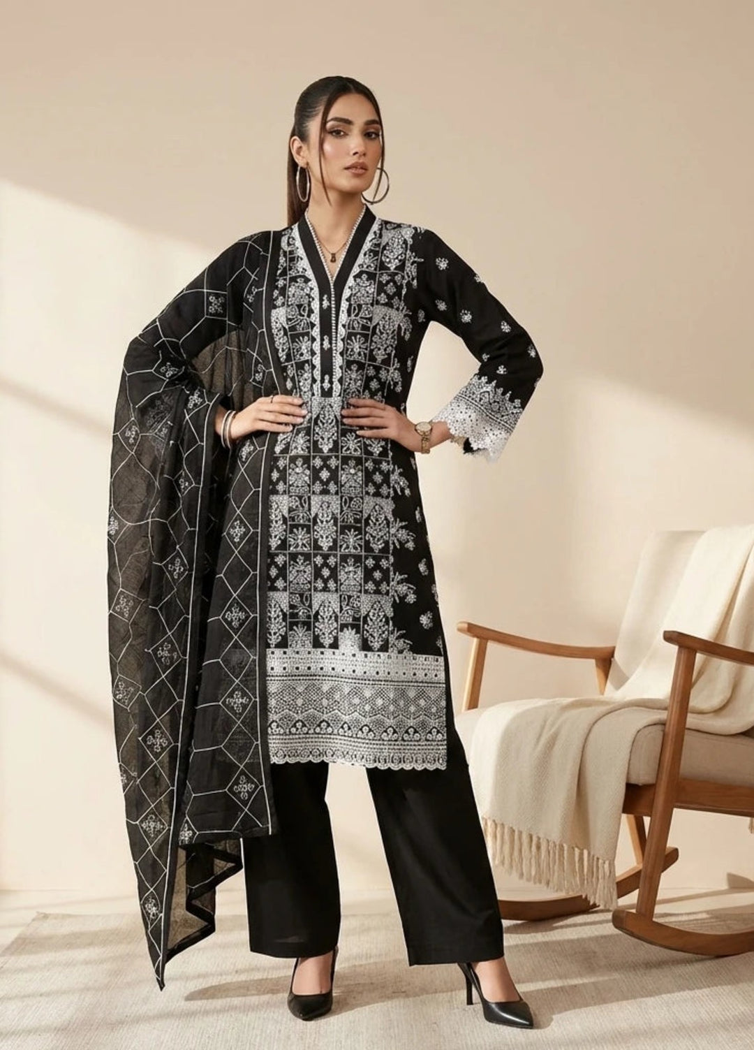 Salitex Women RTW Embroidered Cambric 3 Piece Suit PML3PBC289 Casual Collection