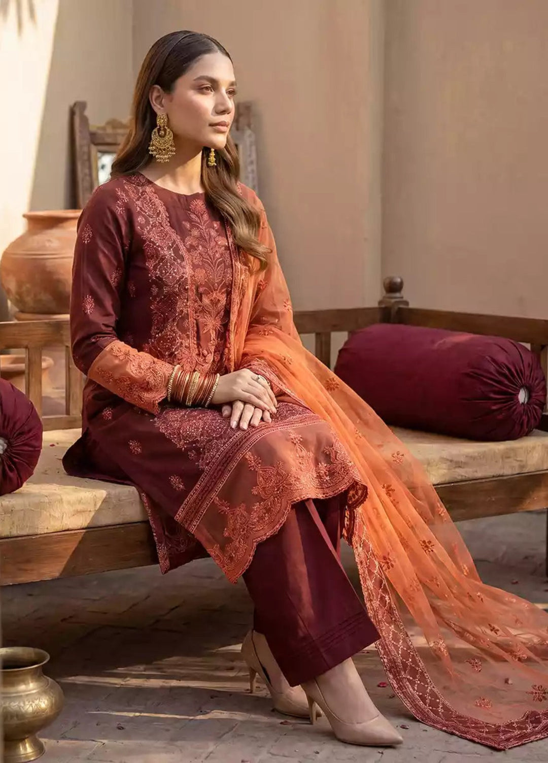 Salitex Women RTW Embroidered Khaadi Net 3 Piece Suit SPL3PEF066 Casual Collection