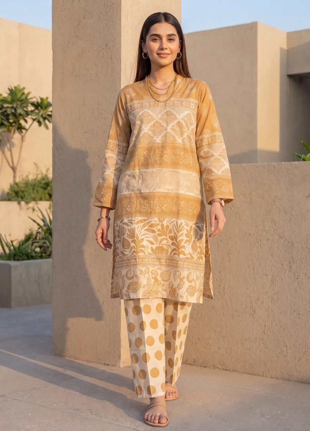 Salitex Women RTW Printed Jacquard 2 Piece Suit SS26L2PBE518 Casual Collection