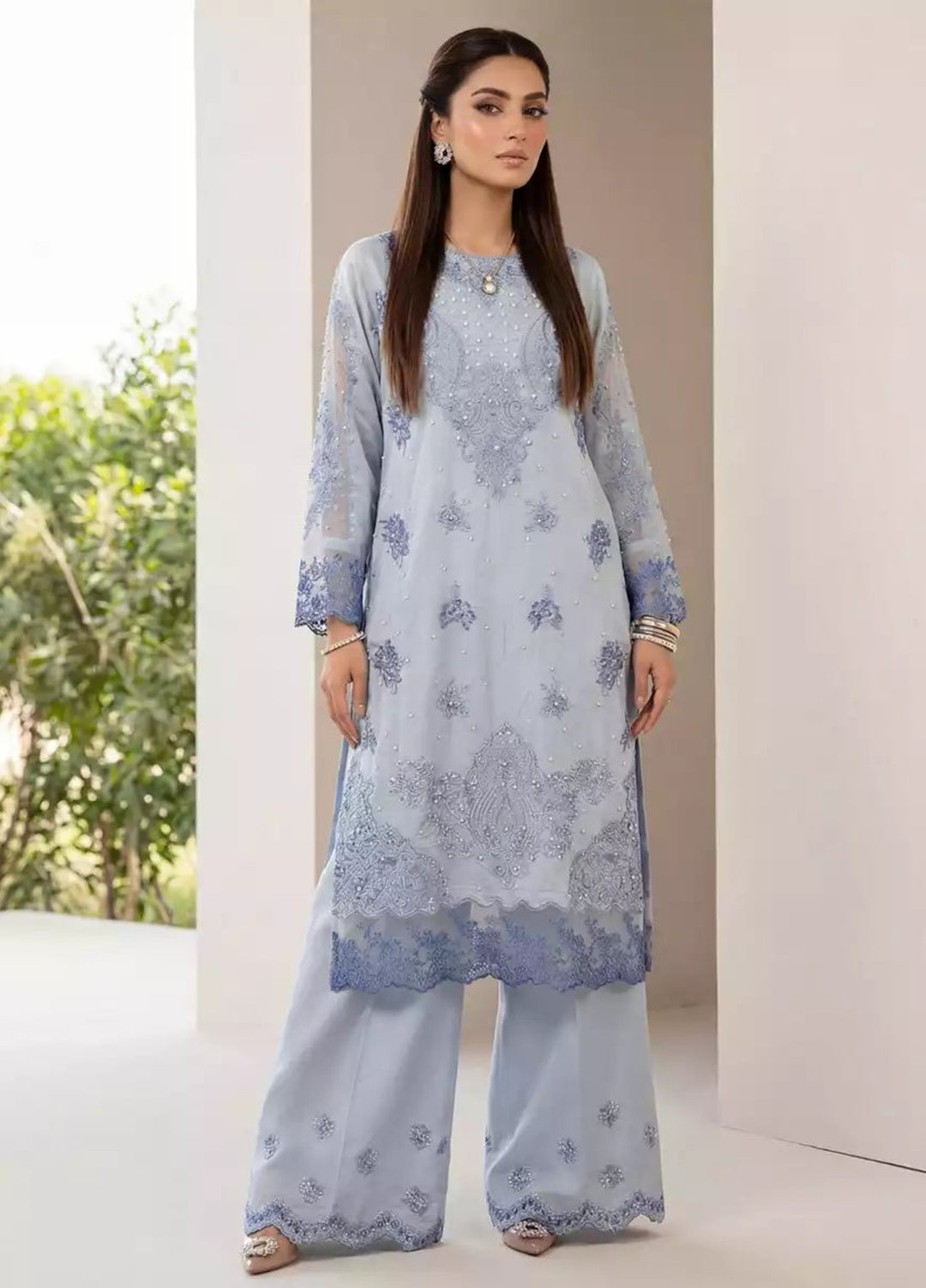 Salitex Women RTW Embroidered Raw Silk 2 Piece Suit EUAL2PELP213 Casual Collection