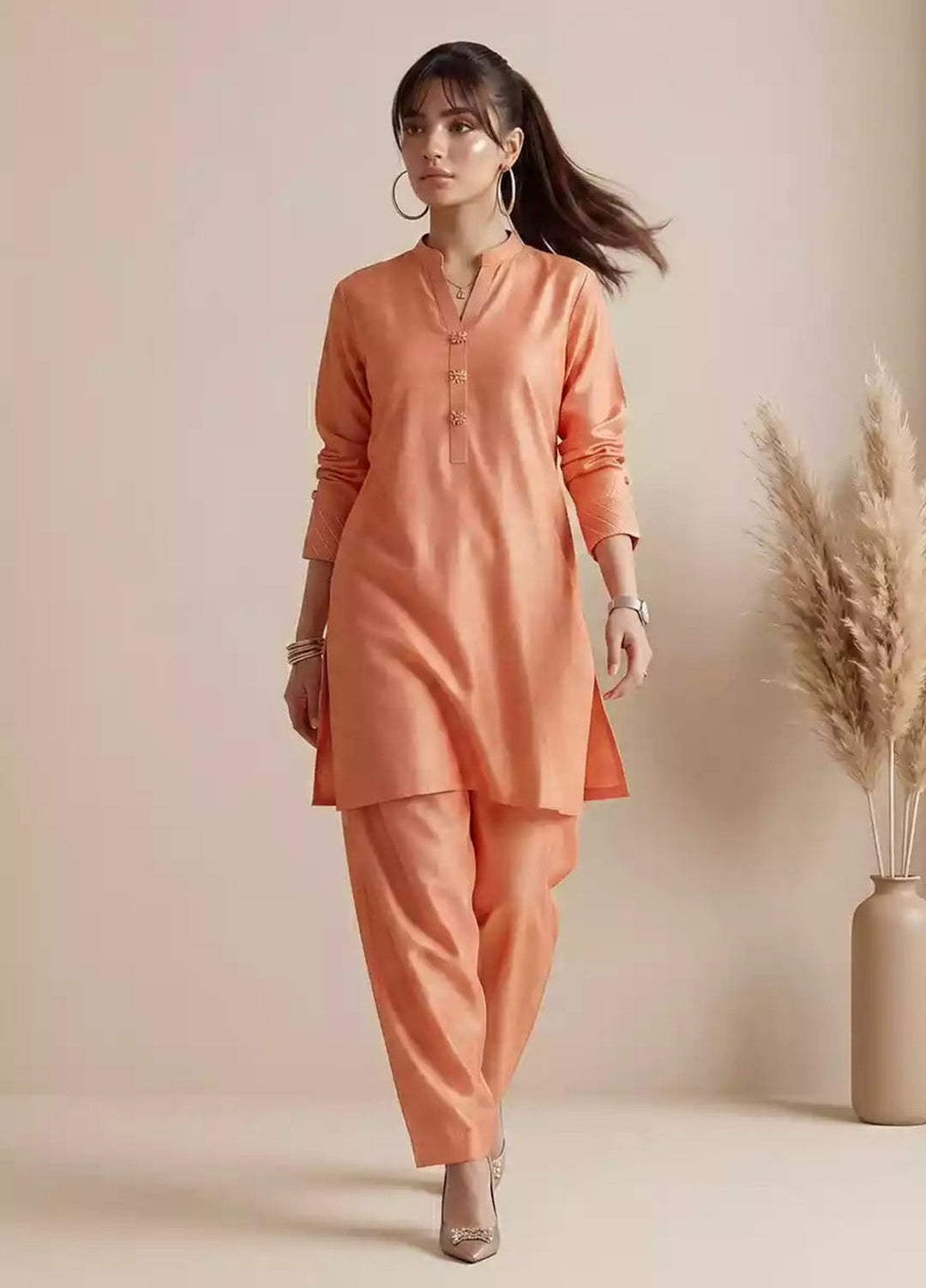 Salitex Women RTW Solids Dyed Yarn 2 Piece Suit WP7L1PBE557 Casual Collection