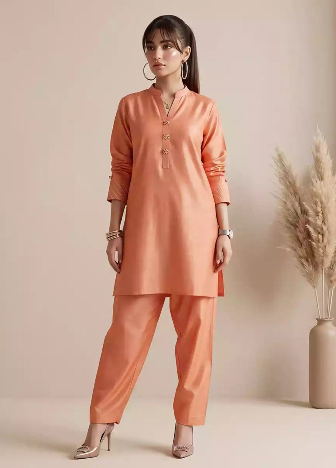 Salitex Women RTW Solids Dyed Yarn 2 Piece Suit WP7L1PBE557 Casual Collection