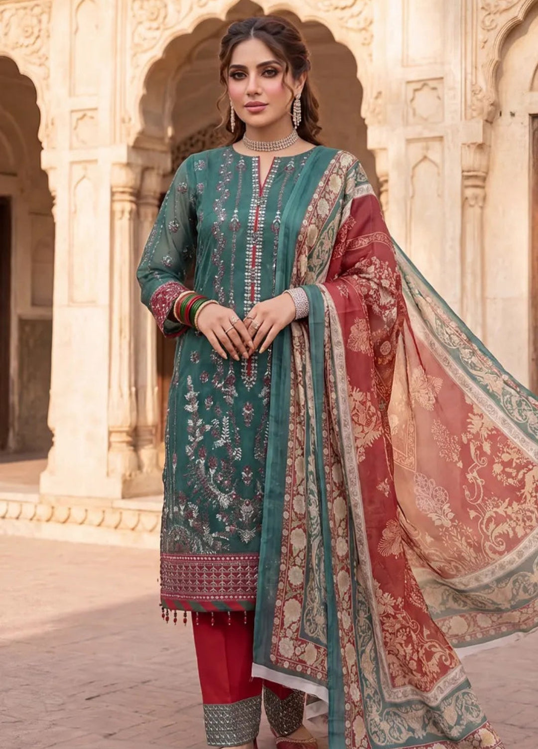 Salitex Women Unstitched Embroidered Organza 3 Piece Suit SUNS8JI514 Festive Collection