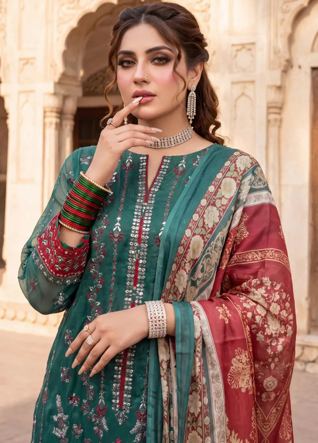 Salitex Women Unstitched Embroidered Organza 3 Piece Suit SUNS8JI514 Festive Collection