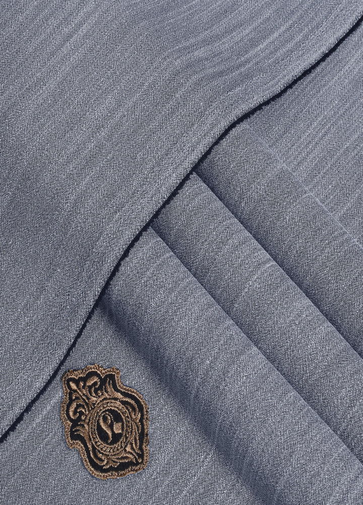 Fabrich Mens Unstitched Textured Blended Cotton 2 Piece Suit Silver Casual Collection