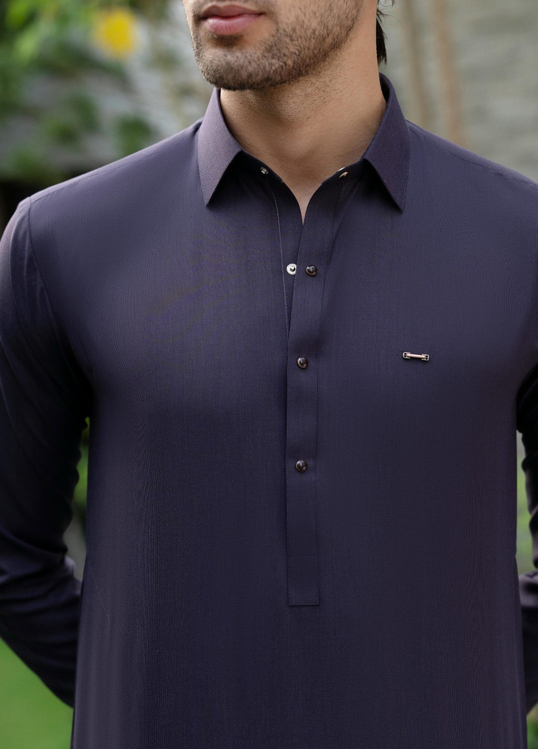Stylish Garments Mens RTW Solids Wash N Wear Kurta Shalwar Suit Purple Plain Casual Collection
