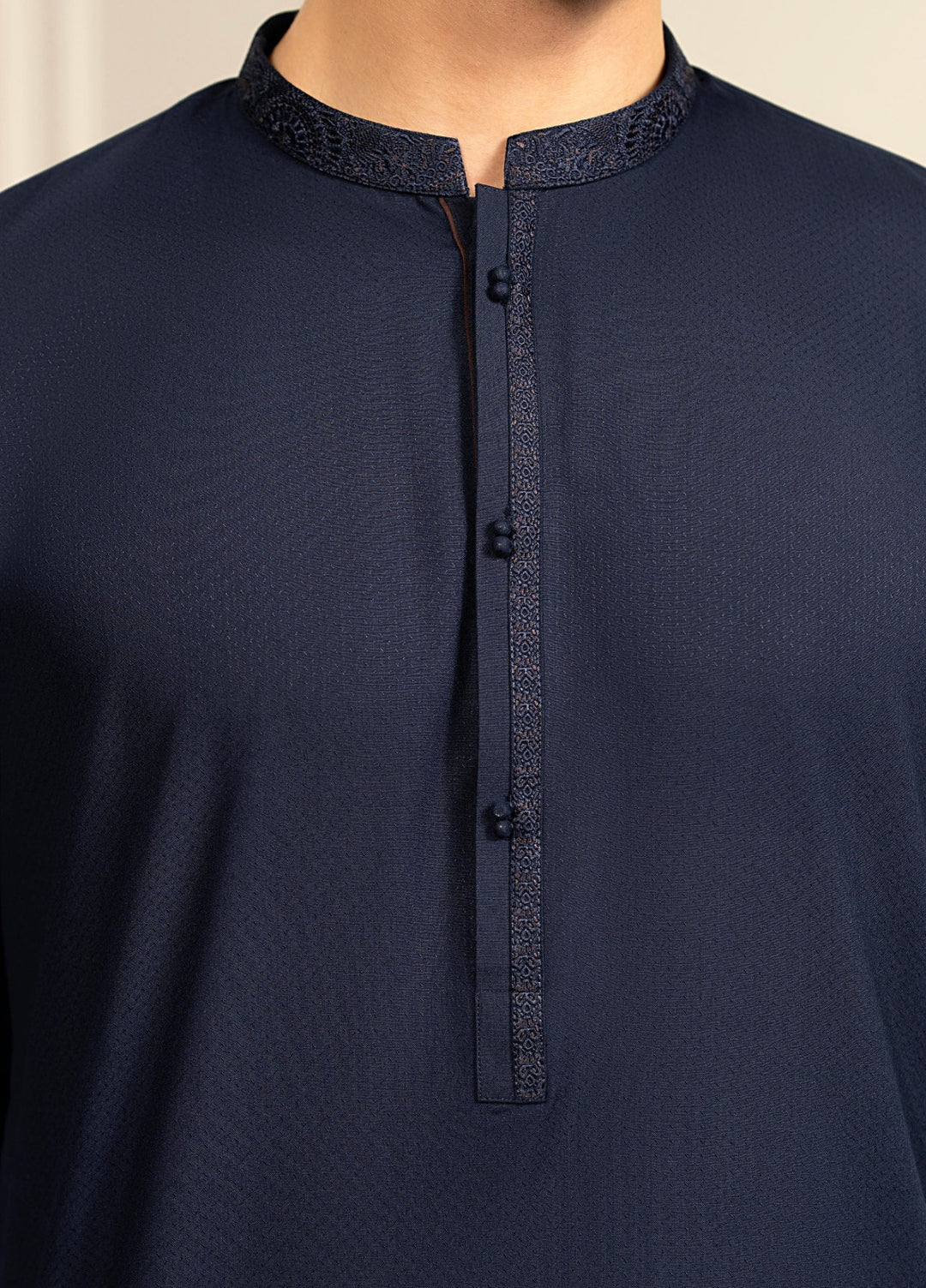 Stylish Garments Mens RTW Embroidered Wash N Wear Kurta Shalwar Suit Blue Casual Collection
