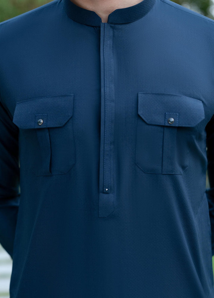 Stylish Garments Mens RTW Solids Wash N Wear Kurta Shalwar Suit Dark Gray Casual Collection