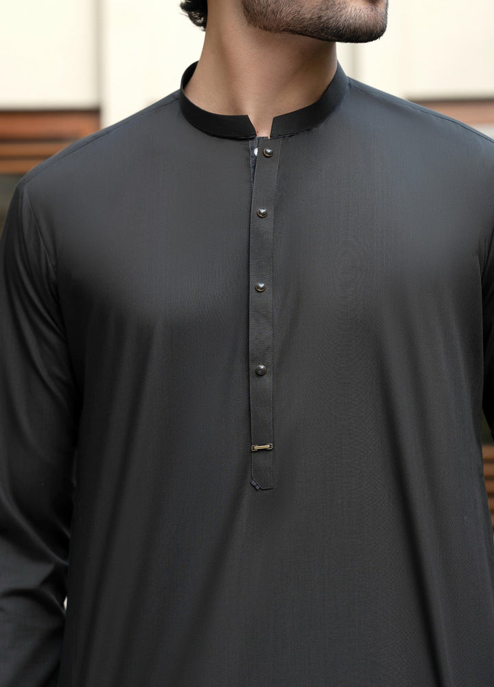 Stylish Garments Mens RTW Solids Wash N Wear Kurta Shalwar Suit Green Contrast Casual Collection