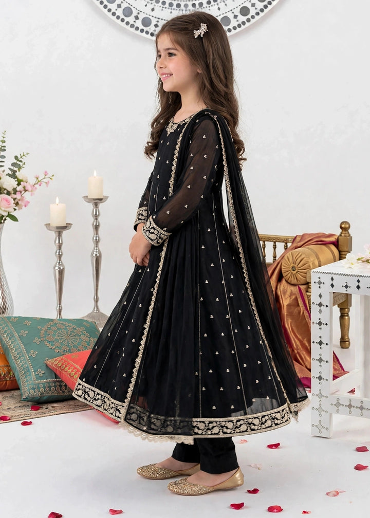Modest Girls RTW Embroidered Crinkle 3 Piece Suit Black 11370-Blk Festive Collection