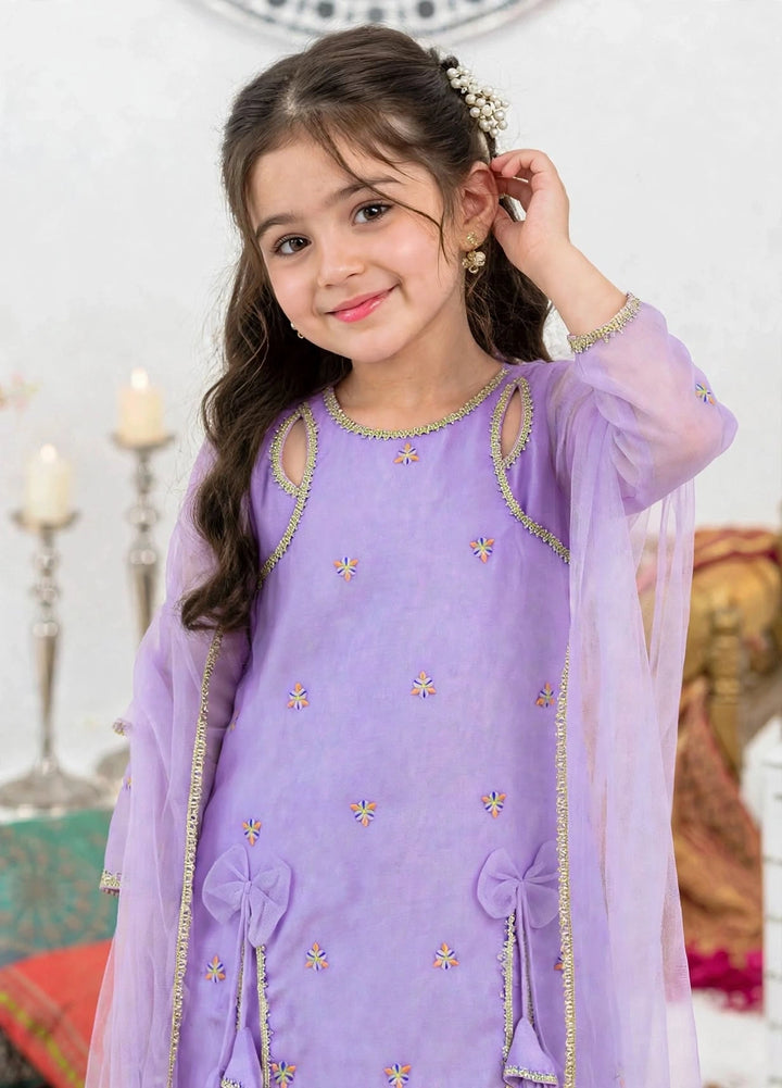 Modest Girls RTW Embroidered Crinkle 3 Piece Suit Purple A041-Prpl Festive Collection