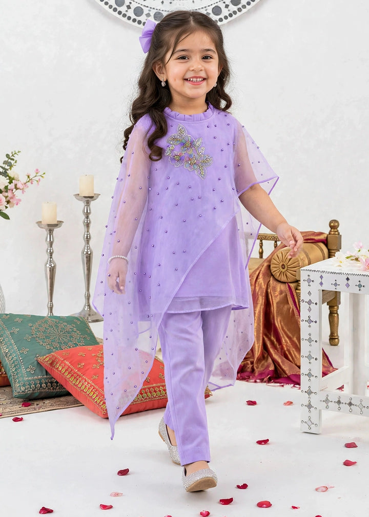 Modest Girls RTW Embroidered Crinkle 3 Piece Suit Purple A006-Prpl Festive Collection