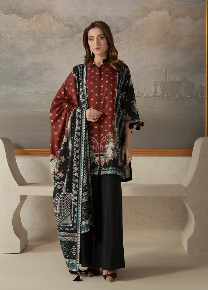 Sahar Unstitched Printed Khaddar 3 Piece Suit Duskelle Winter Collection