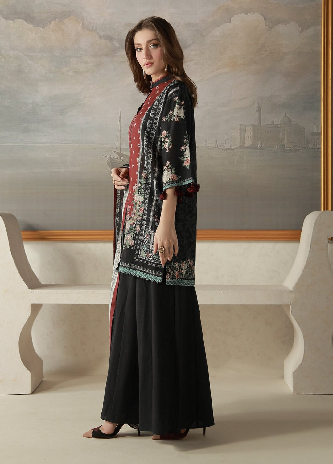 Sahar Unstitched Printed Khaddar 3 Piece Suit Duskelle Winter Collection