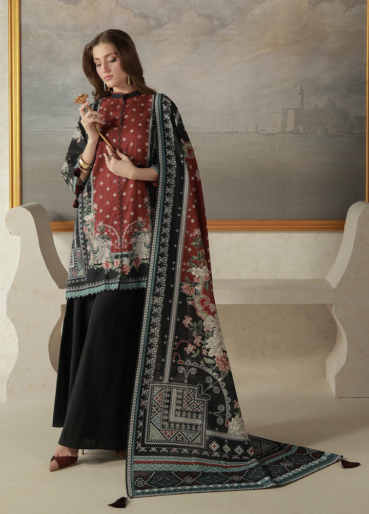 Sahar Unstitched Printed Khaddar 3 Piece Suit Duskelle Winter Collection
