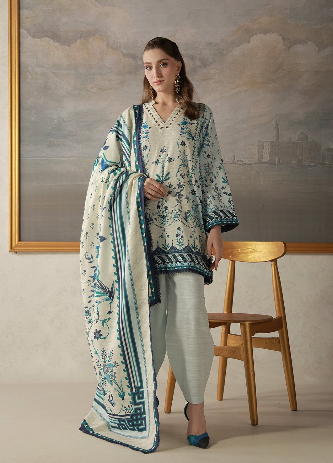 Sahar Unstitched Printed Khaddar 3 Piece Suit Fernel Winter Collection