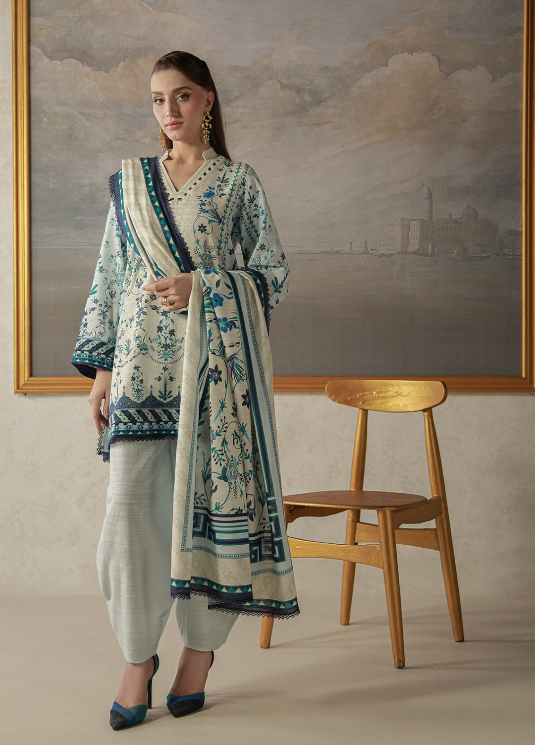 Sahar Unstitched Printed Khaddar 3 Piece Suit Fernel Winter Collection