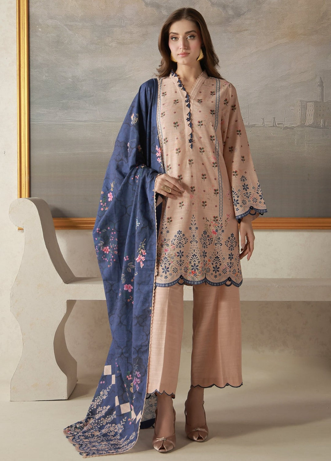 Sahar Unstitched Printed Khaddar 3 Piece Suit Oakenne Winter Collection