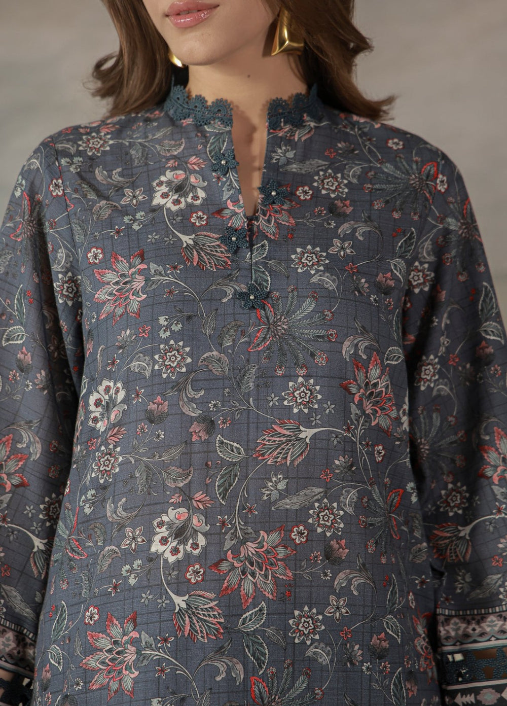 Sahar Unstitched Printed Khaddar 3 Piece Suit Fallowe Winter Collection