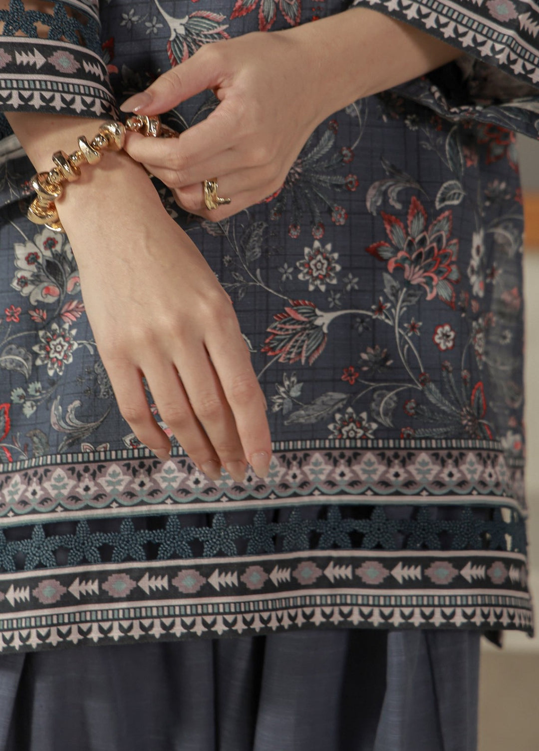 Sahar Unstitched Printed Khaddar 3 Piece Suit Fallowe Winter Collection