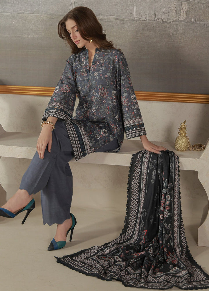 Sahar Unstitched Printed Khaddar 3 Piece Suit Fallowe Winter Collection