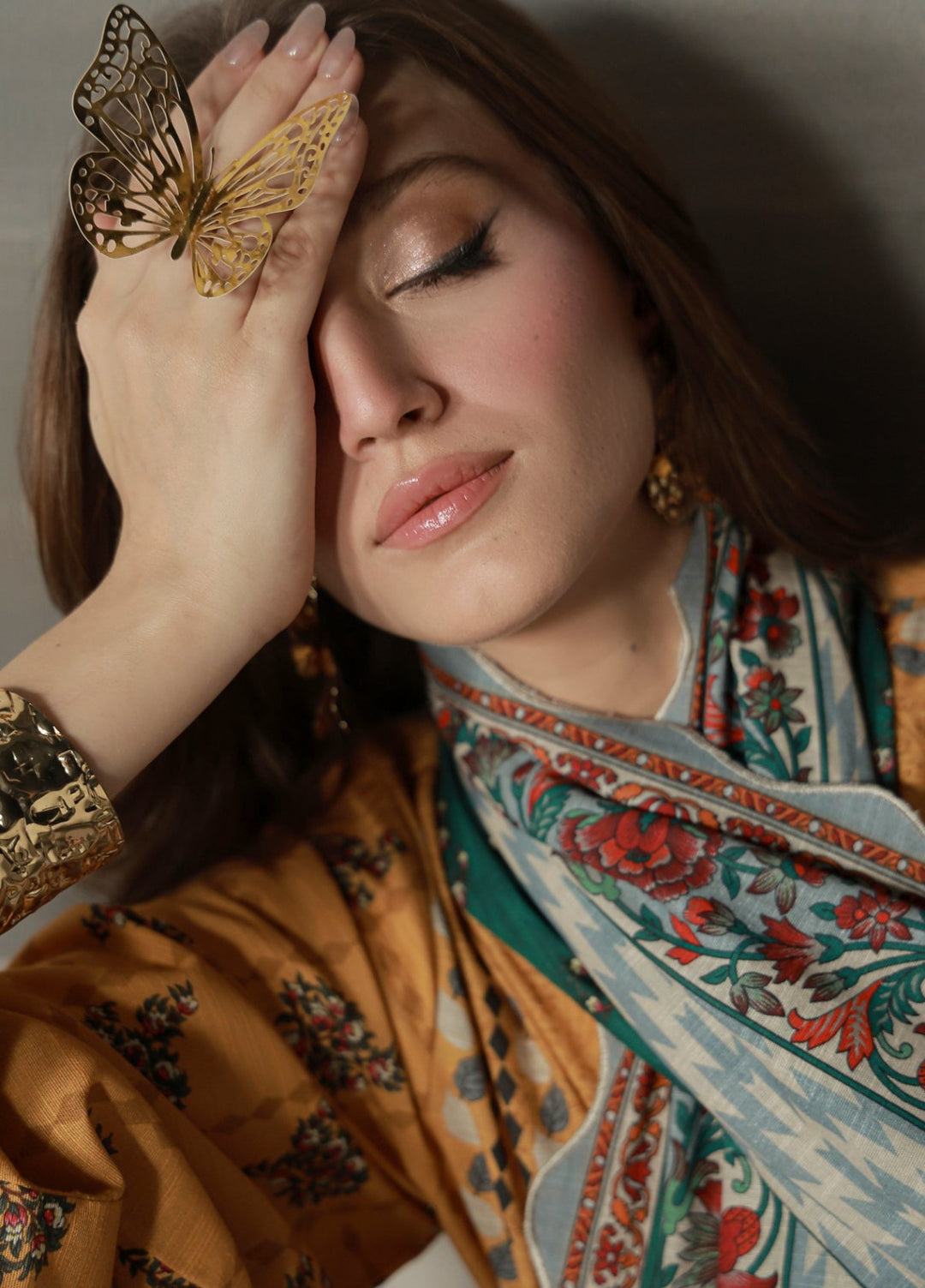 Sahar Unstitched Printed Khaddar 3 Piece Suit Russetta Winter Collection