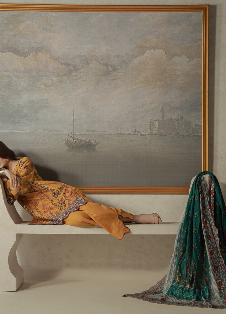 Sahar Unstitched Printed Khaddar 3 Piece Suit Russetta Winter Collection