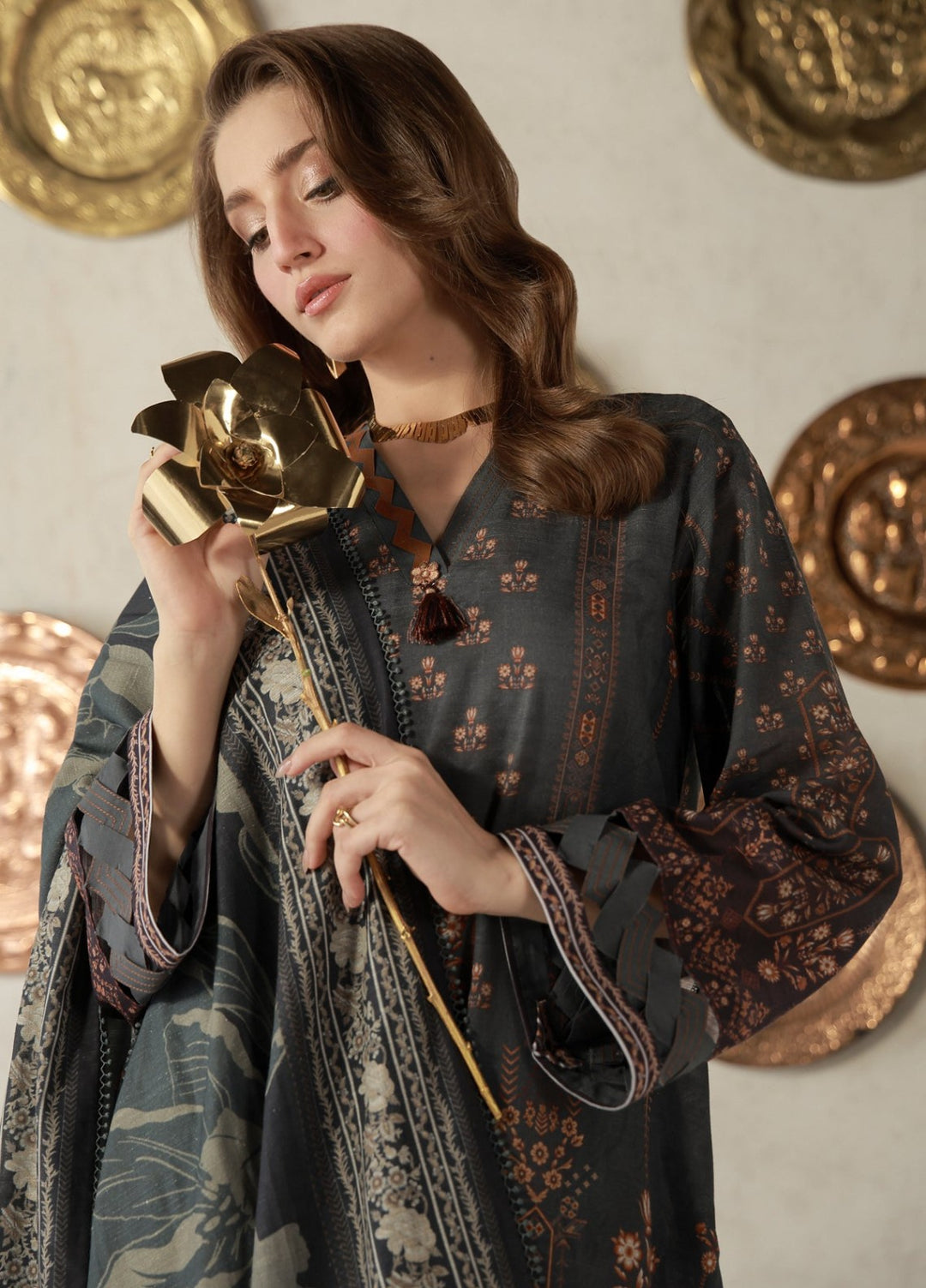 Sahar Unstitched Printed Khaddar 3 Piece Suit Cendreva Winter Collection