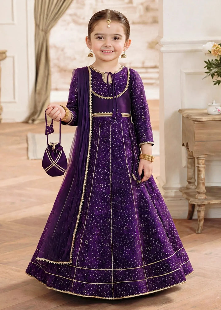Jhilmil by Modest Girls RTW Printed Raw Silk 3 Piece Suit Purple Lehenga Festive Collection