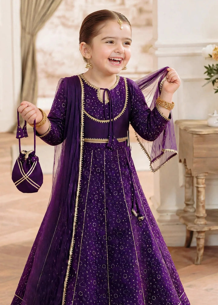 Jhilmil by Modest Girls RTW Printed Raw Silk 3 Piece Suit Purple Lehenga Festive Collection
