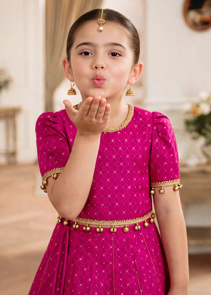 Jhilmil by Modest Girls RTW Printed Raw Silk 3 Piece Suit Pink Lehenga Festive Collection