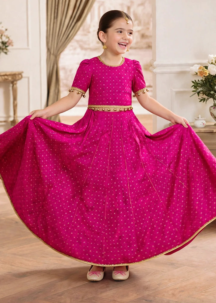 Jhilmil by Modest Girls RTW Printed Raw Silk 3 Piece Suit Pink Lehenga Festive Collection