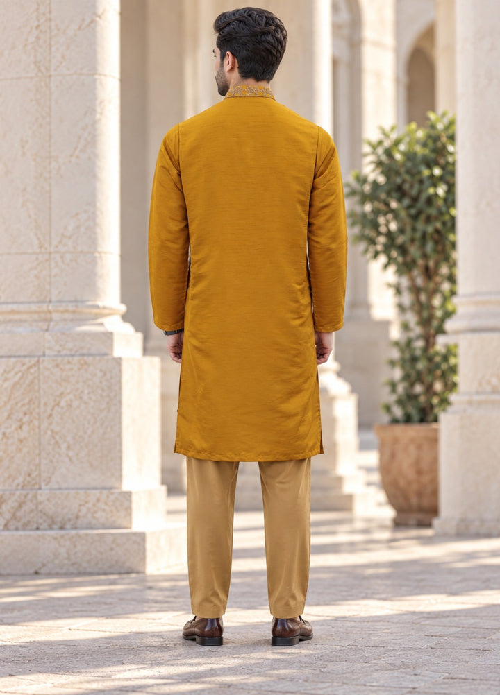 TGM Mens RTW Chikankari Chikankari Kurta Pajama Suit Aeron Rust Festive Collection