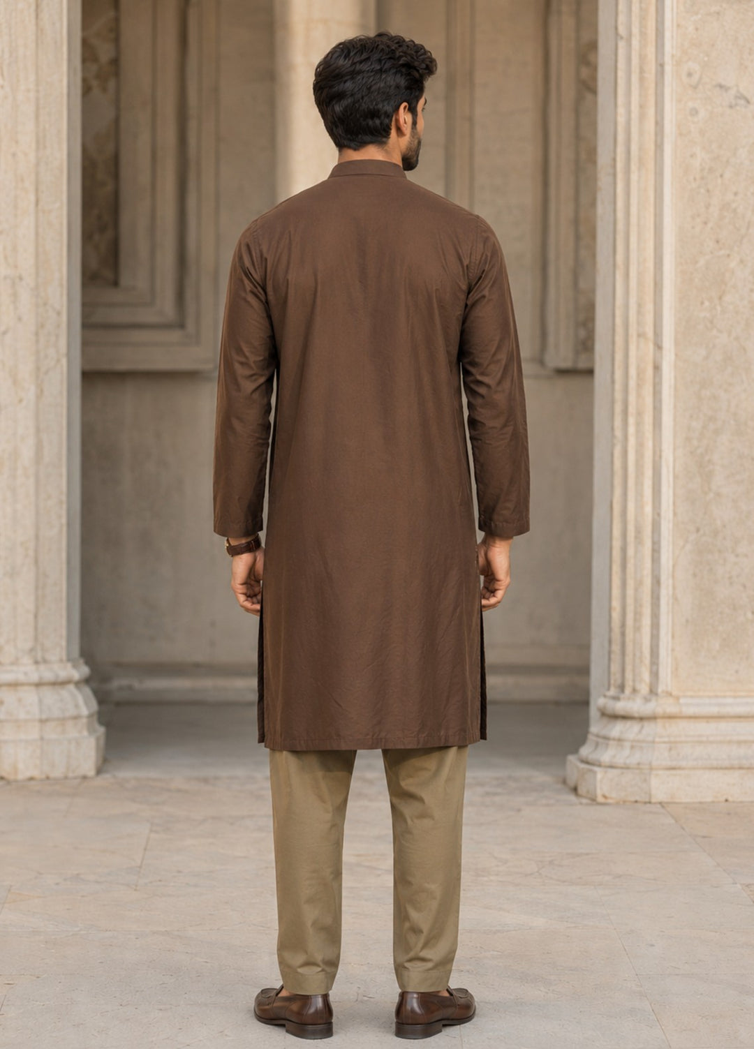 TGM Mens RTW Chikankari Chikankari Kurta Pajama Suit Elvar Brown Festive Collection